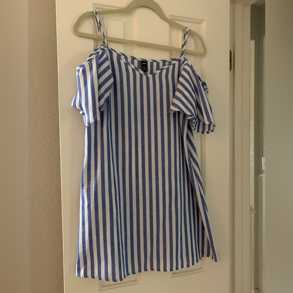 Blue and white stripped dress w